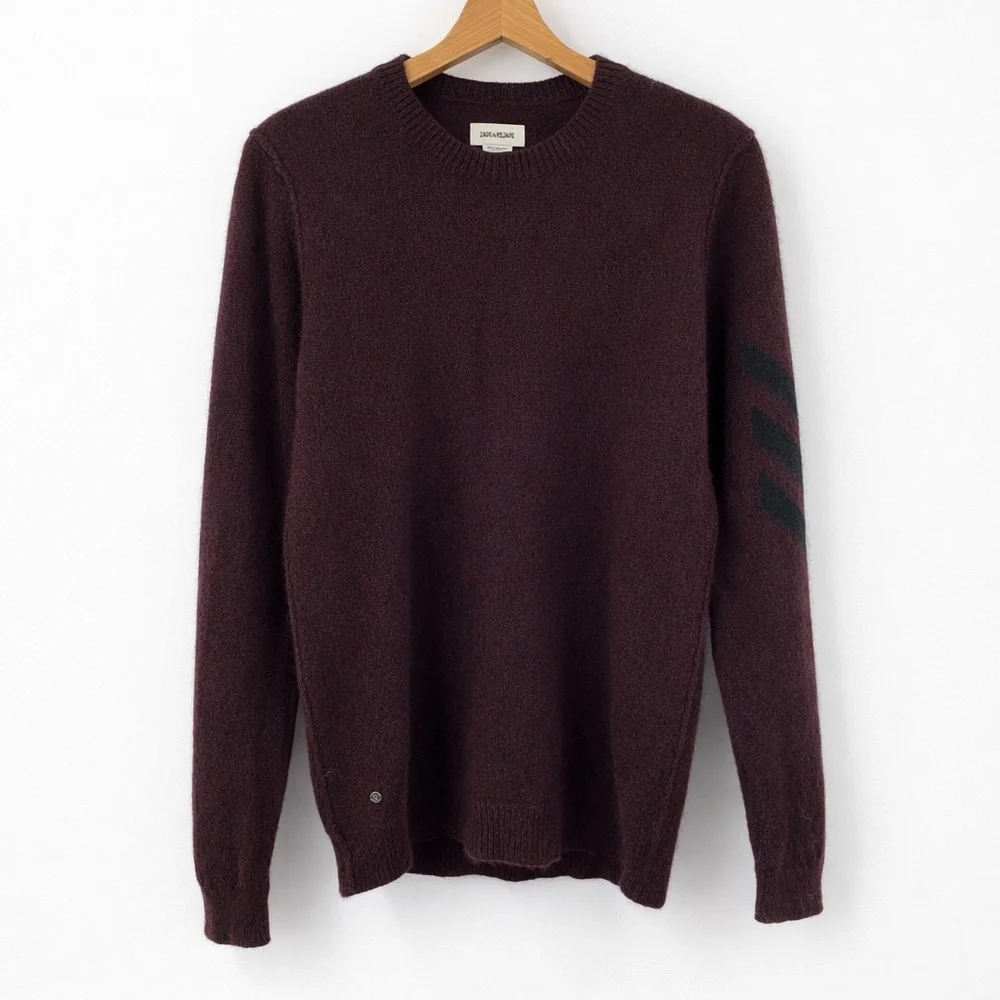 Zadig & Voltaire M Kennedy Cashmere 0327 Crewneck Sweater burgundy medium men